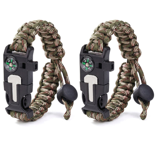 5-in-1 Survival Paracord Bracelet with Compass Fire Starter and Emergency Whistle